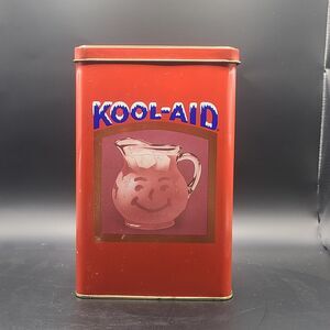 Vintage Kool-Aid Red Metal Tin Container Collectable Advertising- Made In UK